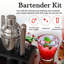 Ensemble de shaker à cocktail: ensemble barman pour bar à domicile Mixology, ensemble de bar à cocktail et livre électronique avec 30 recettes (argent)