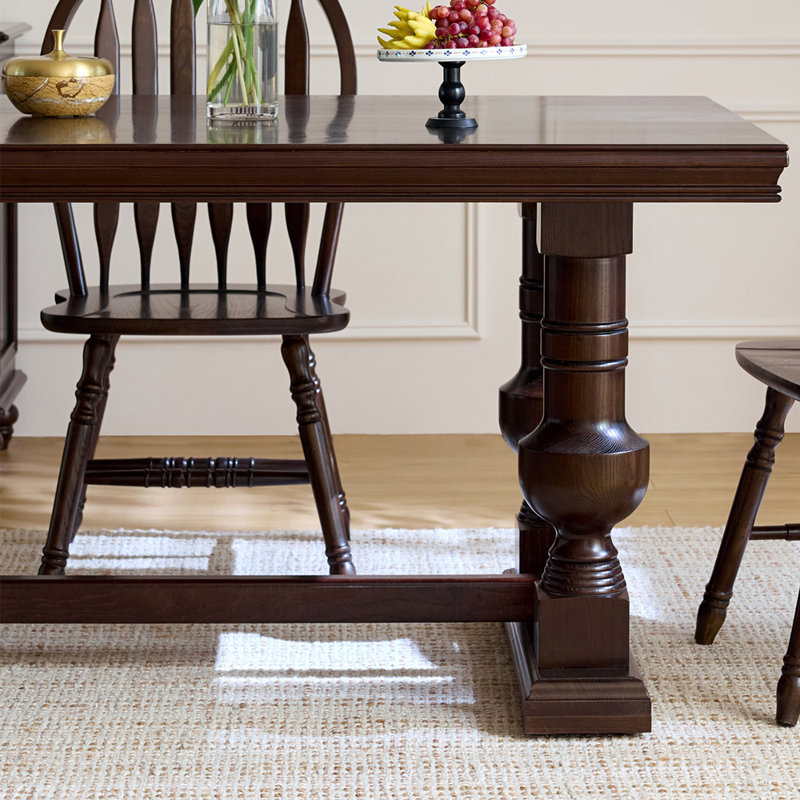 Table de salle à manger rétro et élégante en bois massif, 30.7"H x 70.86"L x 35.43"W