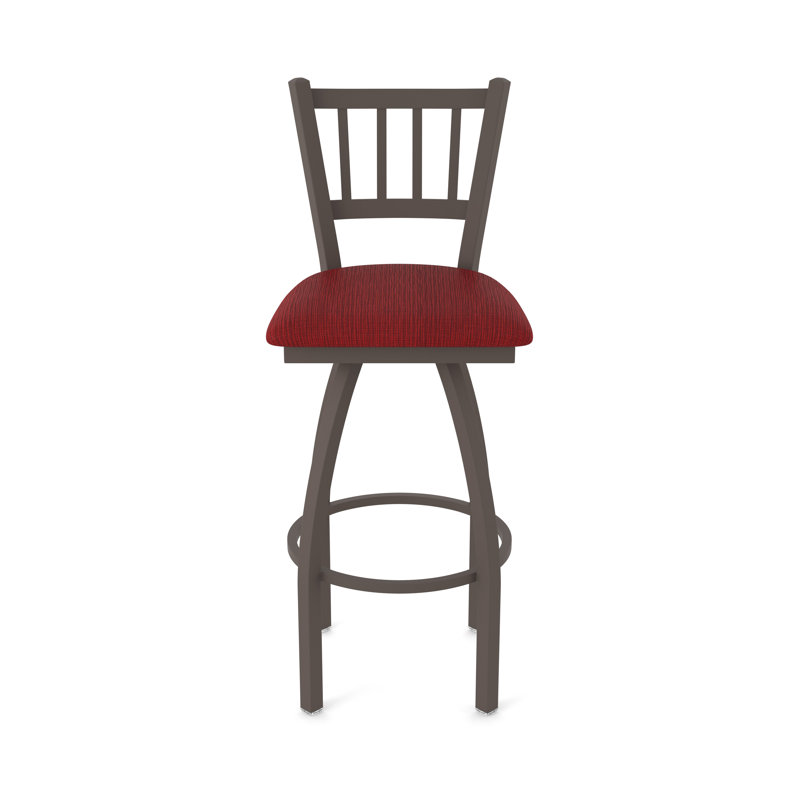 Tabouret pivotant 810 Contessa, Tissu - rubis graphique, Bronze, Très grand (siège d'une hauteur de 36 po)