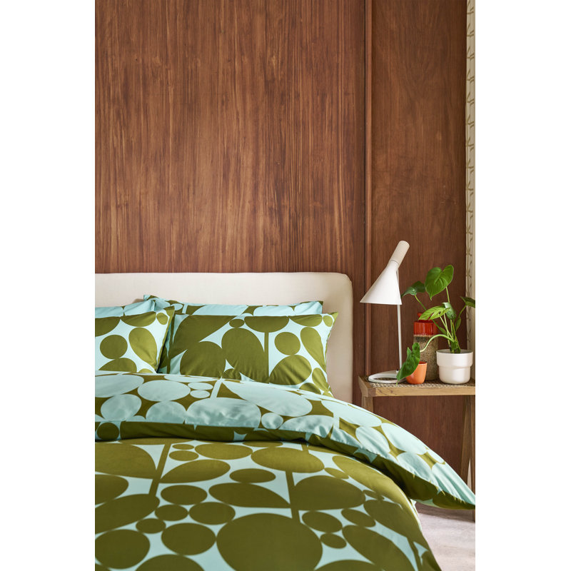 Bubble Flower Aqua Seagrass 200 Thread Count Bedset, King Size Bed (230 x 220 cm)