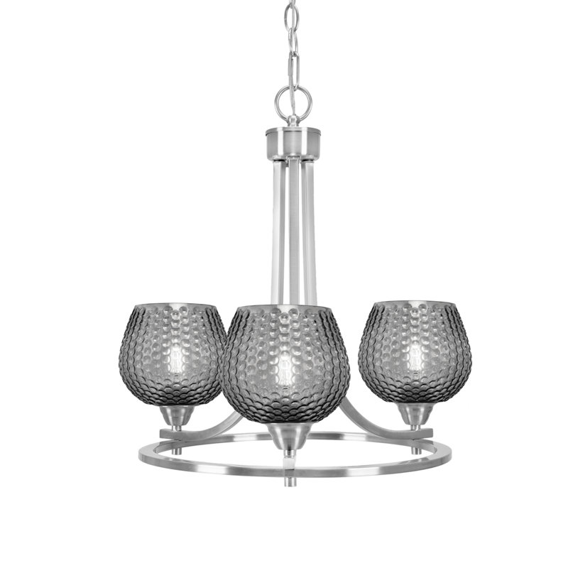 Lustre 3 lumières en verre noir mat 6 "Paramount, Noir mat, Noir