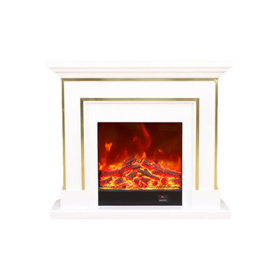 White Manufactured Wood Electric Fireplace