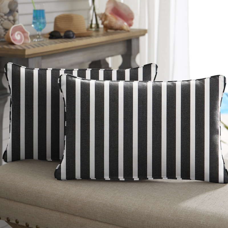 77 Striped Sunbrella® Outdoor Reversible Throw Pillow, 14" x 24"
