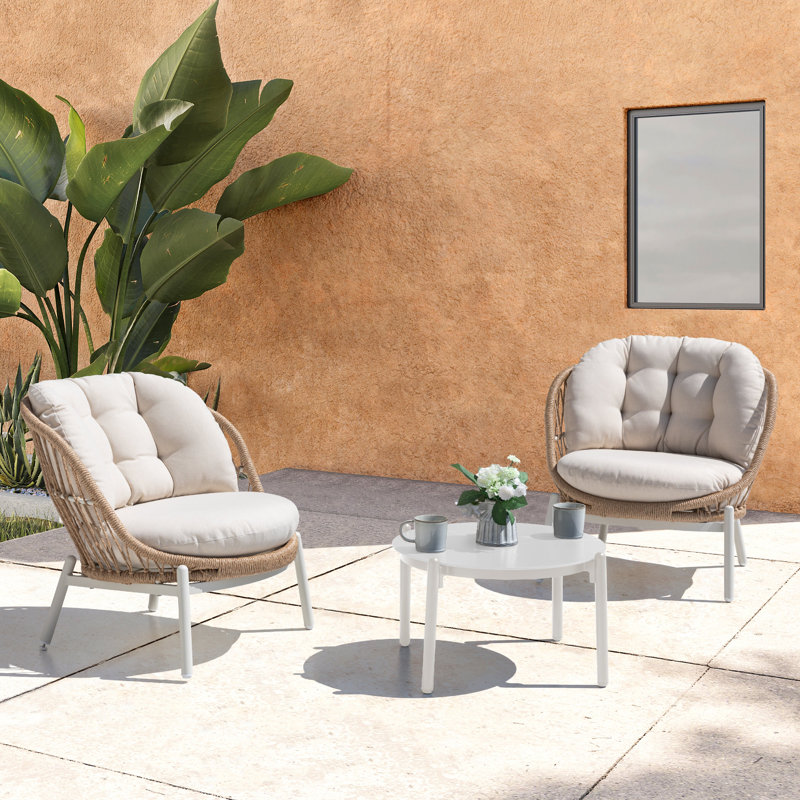 Ensemble de 3 balcons de patio en aluminium avec table ronde 19,7 po pour 2