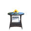 Table basse d'extérieur brun avec surface en verre trempé - PE et fer, 21 x 21 x 21 po, assemblage requis pour la terrasse et brun