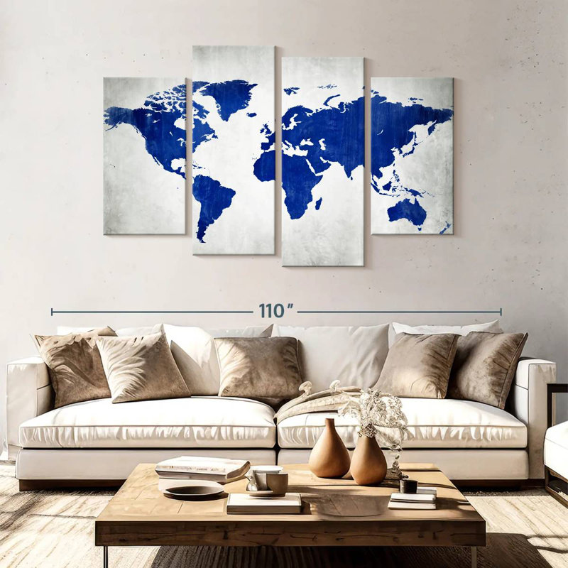 Carte du monde Aliaz en bleu