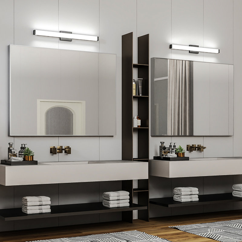 Lumière de meuble-lavabo noir - 33 lumières de meuble-lavabo modernes pour salle de bain - Lumières de salle de bain à DEL 18 W au-dessus d'un miroir blanc froid 6000K