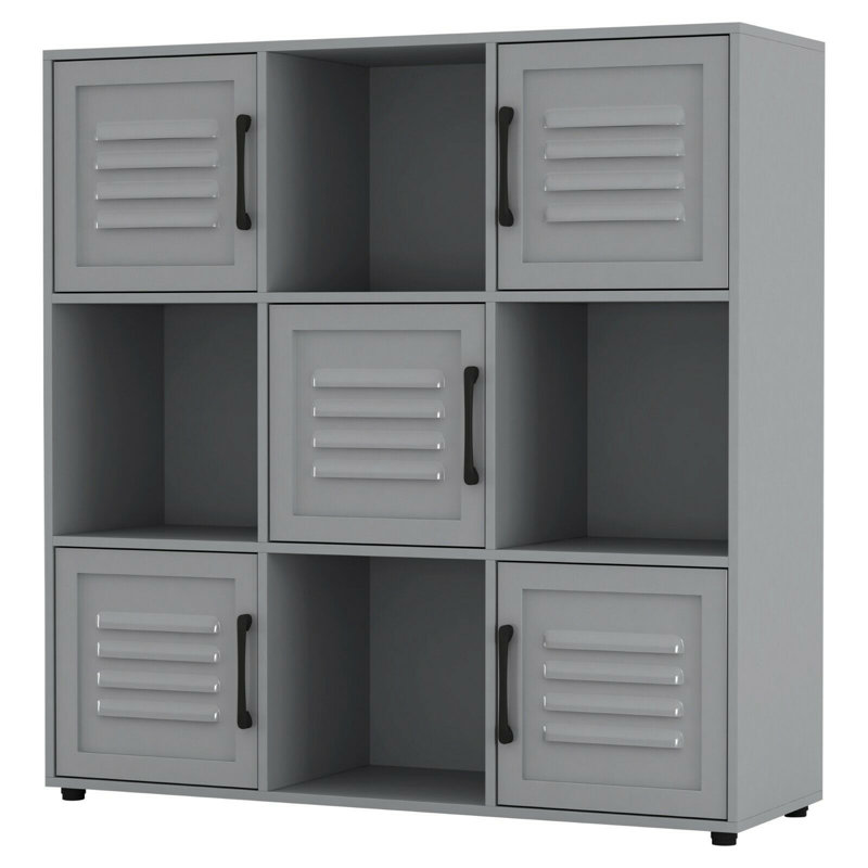 Bernward 90.5 cm H x 89 cm W Cube Bookcase, Grey
