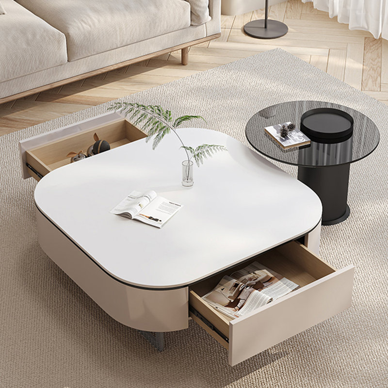 Table basse simple de style crème moderne, H 13,77 po x L 39,37 po x l 39,37 po