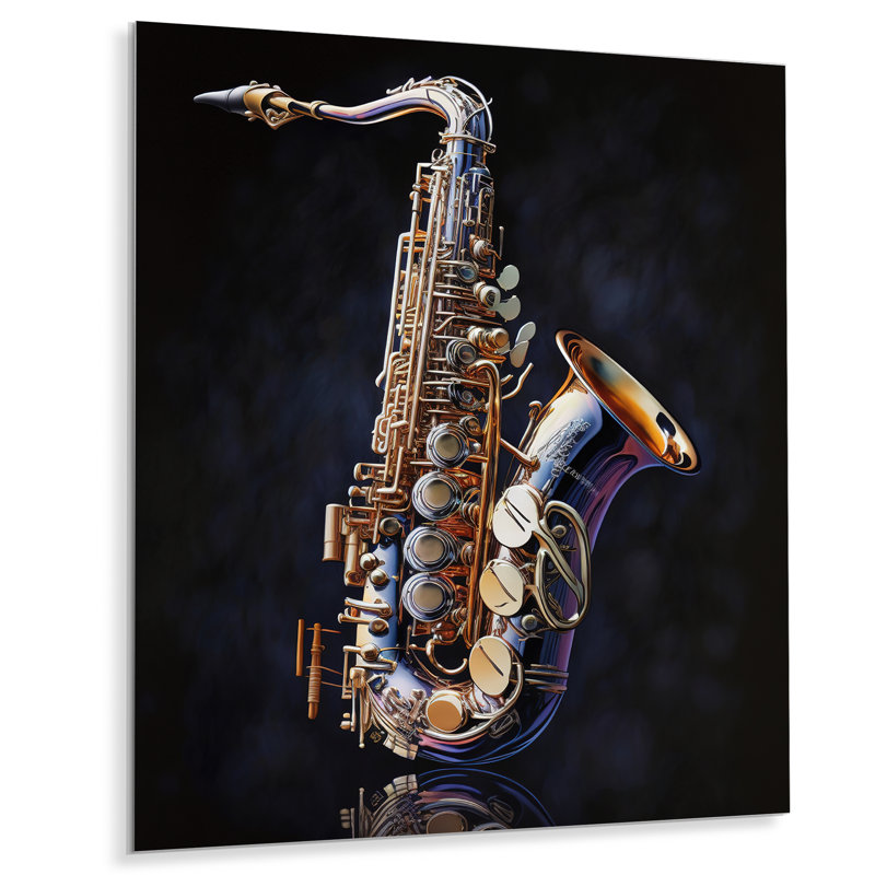 Saxophone I - impression sans cadre sur métal, H 20 po x l 12 po x P 1 po