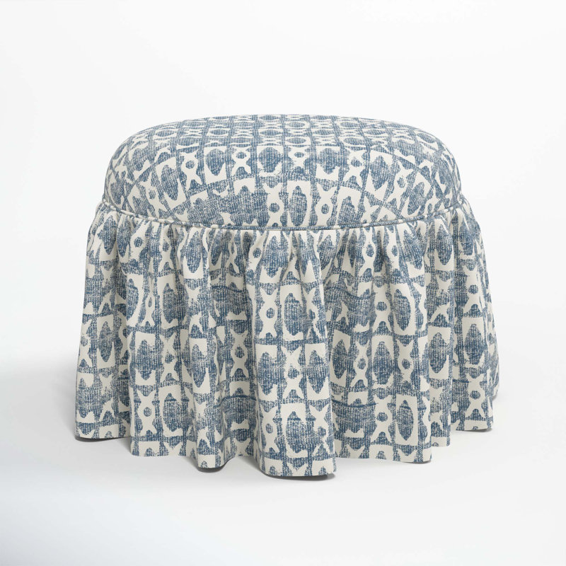 Jebb Upholstered Ottoman, Texture Block Blue