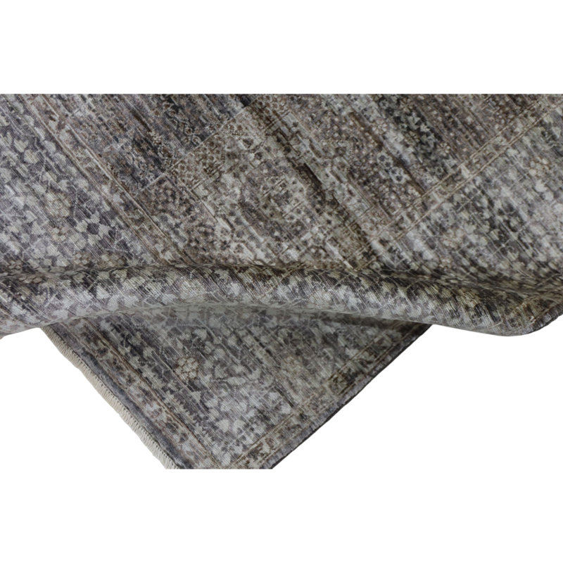 Hand Knotted Wool Area Rug in Gray, Rectangle 5'9" x 8'10"
