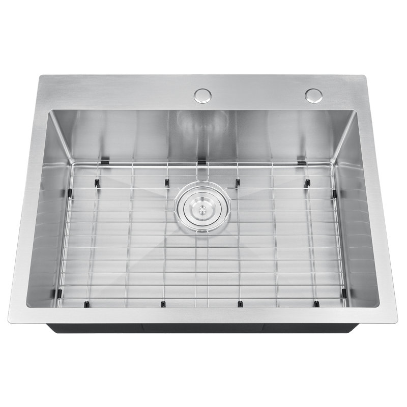 ATTOP 28 Inch Drop in Kitchen Sink Scratch-Resistant Stainless Steel Single Bowl with Bottom Grid