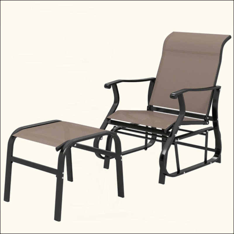 Fauteuil oscillant d'extérieur moderne à haut dossier, Noir / brun