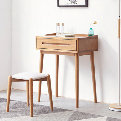 Dresser Bistro Table dresser 100% solid table table desk top table dresser compact dresser accessories storage width 60cm storage drawer natural wood natural(Stool NOT Included)