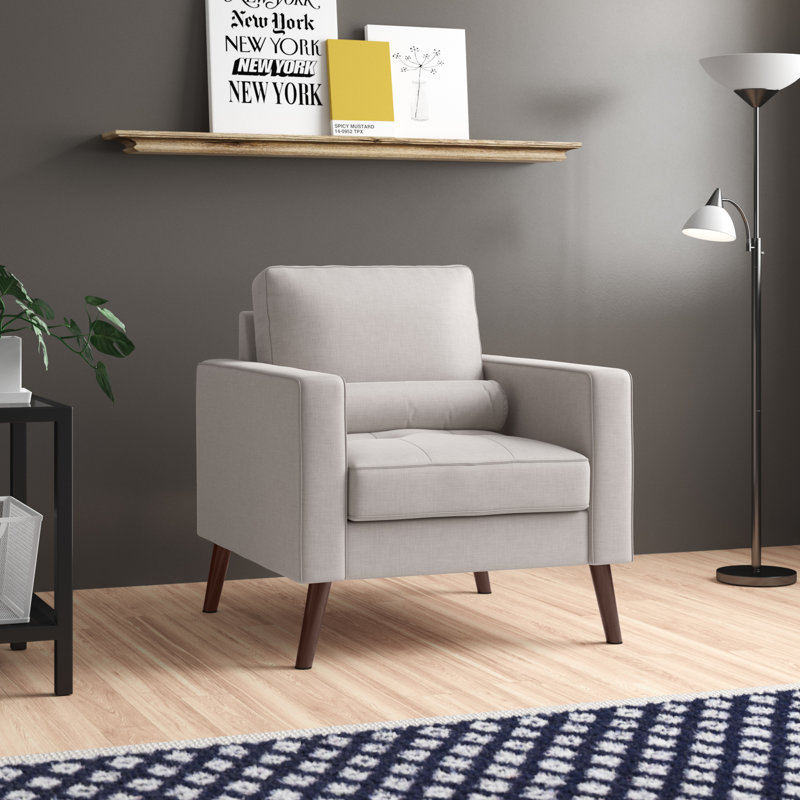 Fauteuil capitonné en polyester 31 po Esteban, Polyester beige