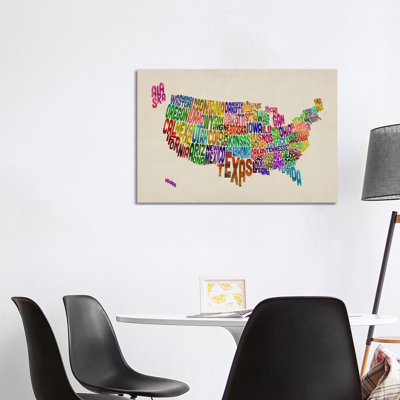 USA (States) Map VI by Michael Tompsett - Wrapped Canvas Print