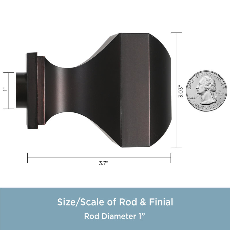 Bronze Adjustable Decorative Curtain Rod with Square Finials