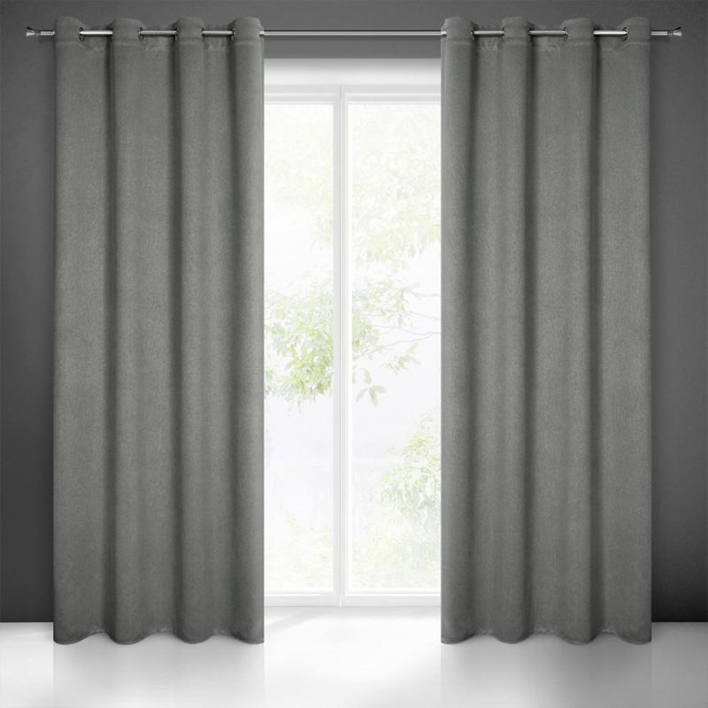 Carlo Eyelet Blackout Curtain, Dark Grey