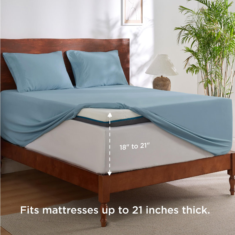 Bedsure Deep Pocket Sheet Set - Fits Mattresses Up to 21 Inches Thick -  GentleSoft Bed Sheet set, Moisture Wicking, Soft & Cooling Bed Sheet & Pillowcases, Easy & Secure Fit