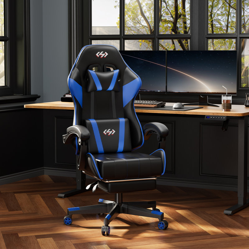 HLDIRECT Gaming Chair with Pocket Spring Cushion, Video Game Chair, Gaming Computer Chair, Ergonomic Chairs with Headrest and Lumbar Support for Adults, Swivel PU Leather Office Chair