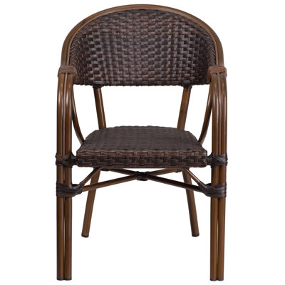 Shelie Rattan Restaurant Patio Chair with Bamboo-Aluminum Frame