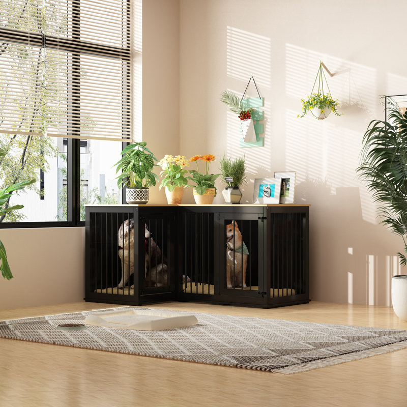 Large Corner Dog Crate With Divider