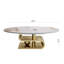Table basse contemporaine en faux marbre avec base en acier inoxydable