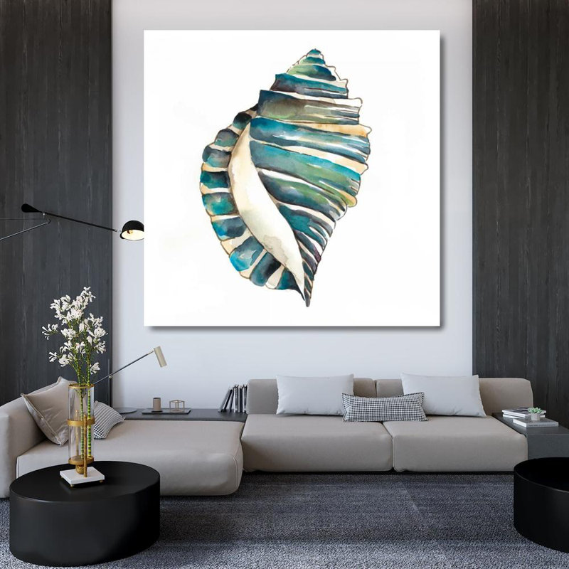"Dovecove Zarris", art graphique sur toile tendue Chariklia: Aquarelle Shells I, H 36 po x l 36 po
