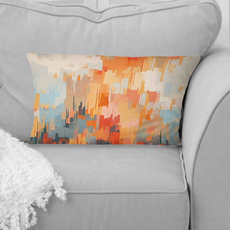 Coussin décoratif orange, beige et brisé - Cubisme