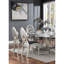 De 2 chaises d'appoint de salle à manger en tissu argenté de style transitionnel avec carreaux de miroir et dossier à 2 trous de serrure pour la décoration des pièces