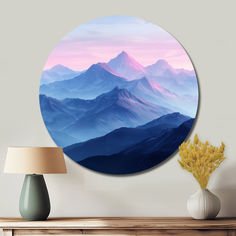 «Purple Mountains In The Morning Light I», reproduction d'art en métal bleu traditionnel, H 16 po x l 16 po