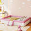 Lit de chambre à coucher élégant, structure de lit de jour rembourrée avec clôture et escalier pour la chambre à coucher-286924497-286924499