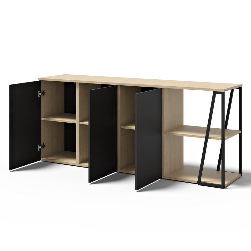 Sharrion 190cm Sideboard, Light Oak/Black