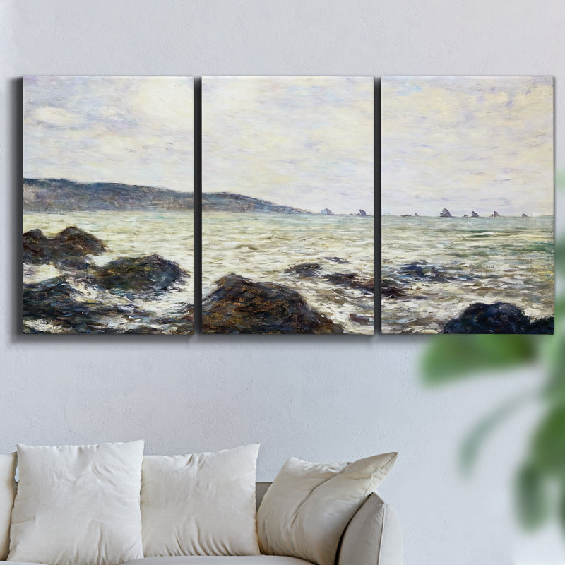 «The Park» par Monet sur toile, reproduction de 3 pièces, H 48 po x l 96 po x P 2 po