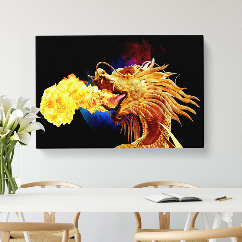 Golden Dragon - Wrapped Canvas, 35cm H x 50cm W x 3cm D