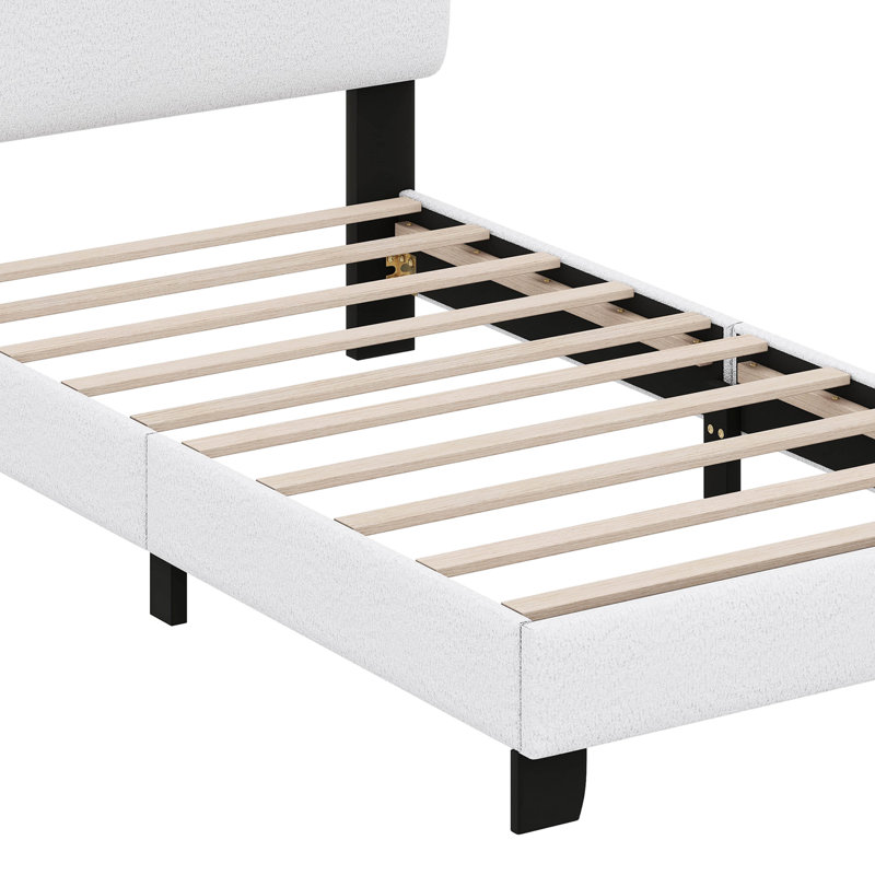 Upholstered Platform Bed With Cloud-Shaped Headboard
