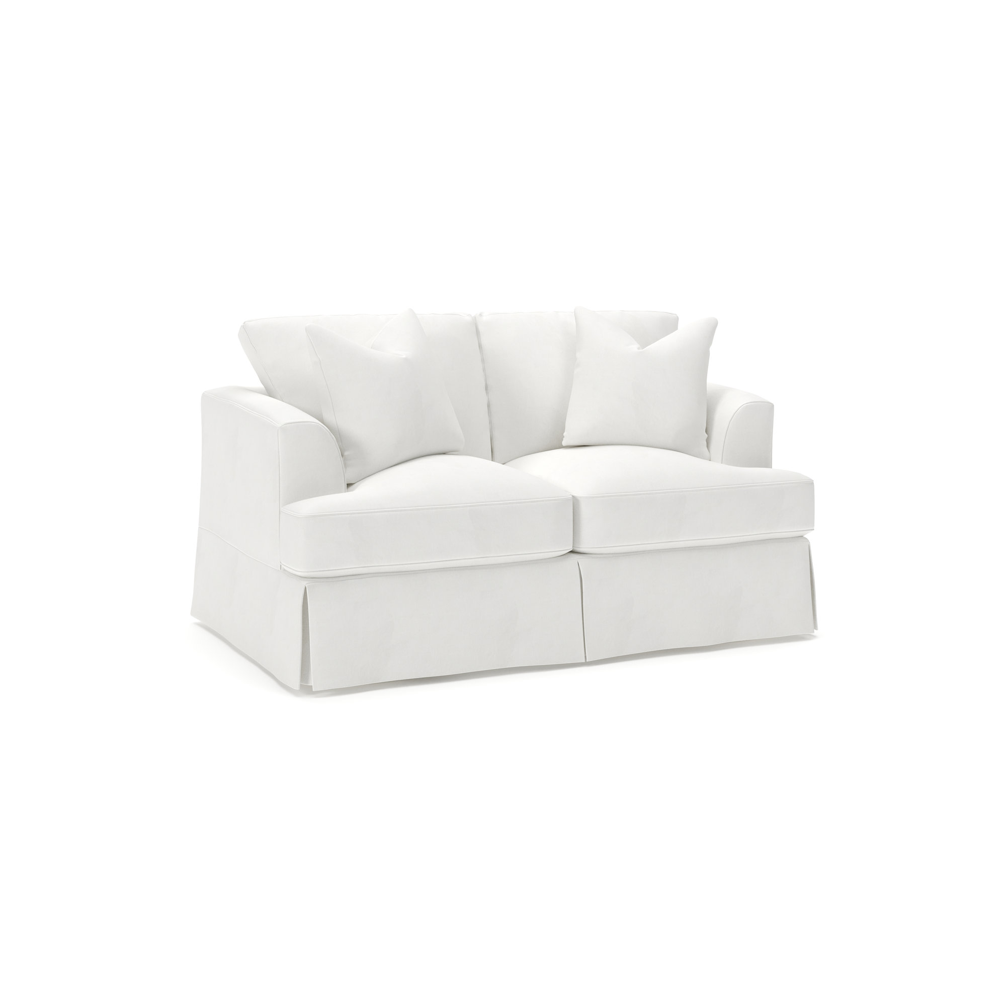 Lucia 65.5" Recessed Arm Slipcovered Loveseat, Classic Bleach White Twill