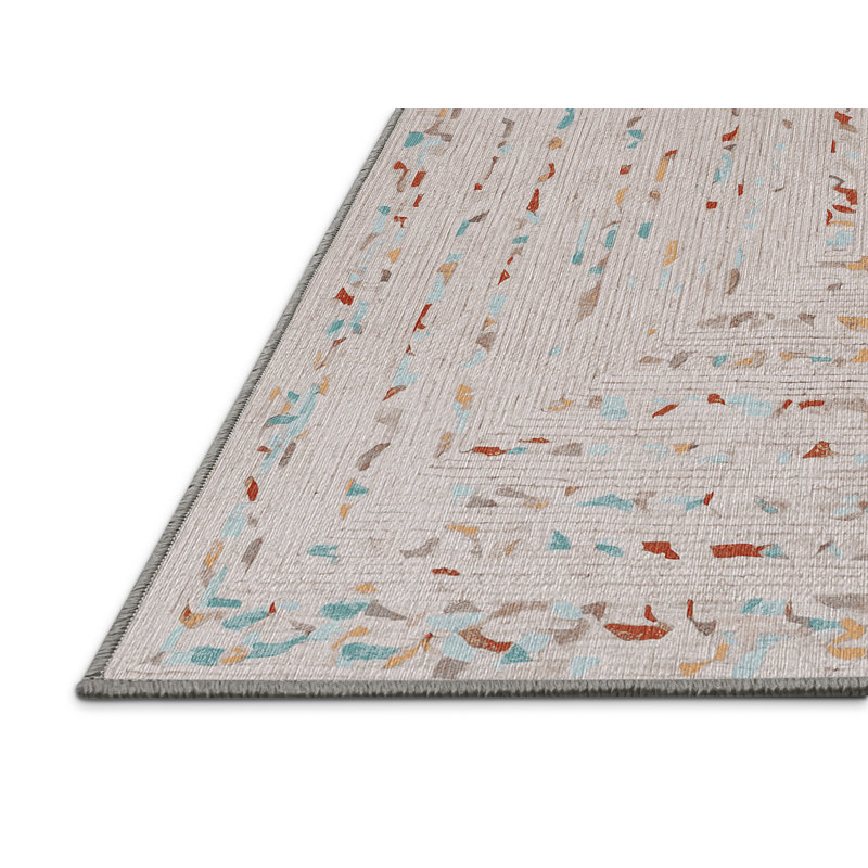 Machine Washable Gray Area Rug, Square 3'