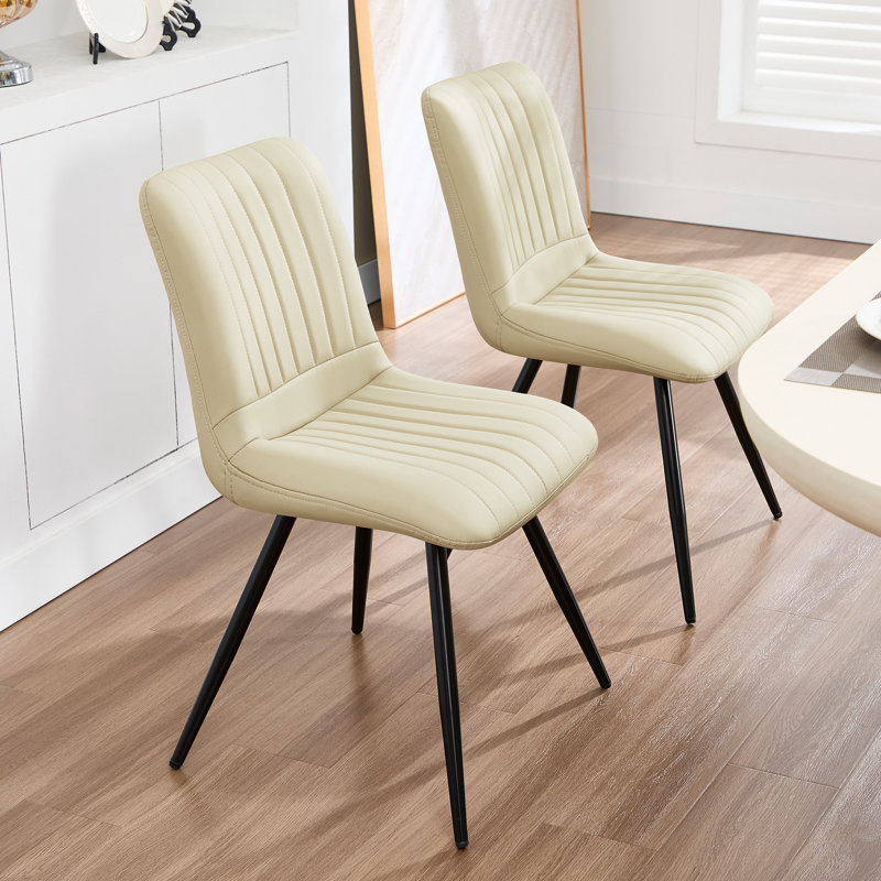 Chaise rembourrée en similicuir, Beige