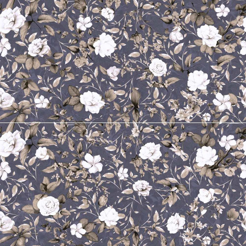 Idyll 24" x 48" Floral Porcelain Floor and Wall Tile, Cotton