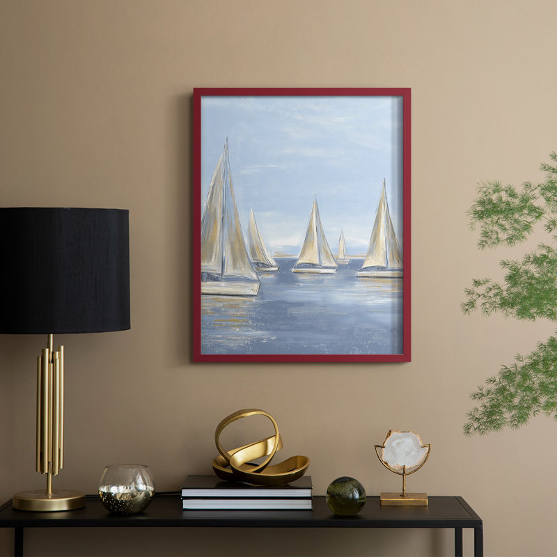 NAUTICAL Series X Framed Print - Solid Wood, 11" H x 9" W, Red