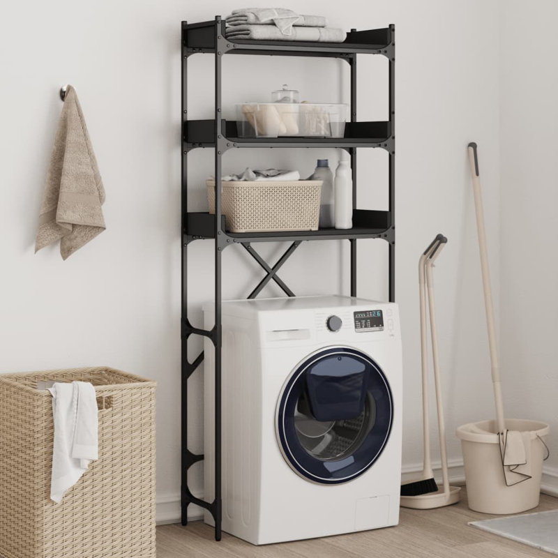 Engineered Wood, Metal Bathroom Shelves, Black