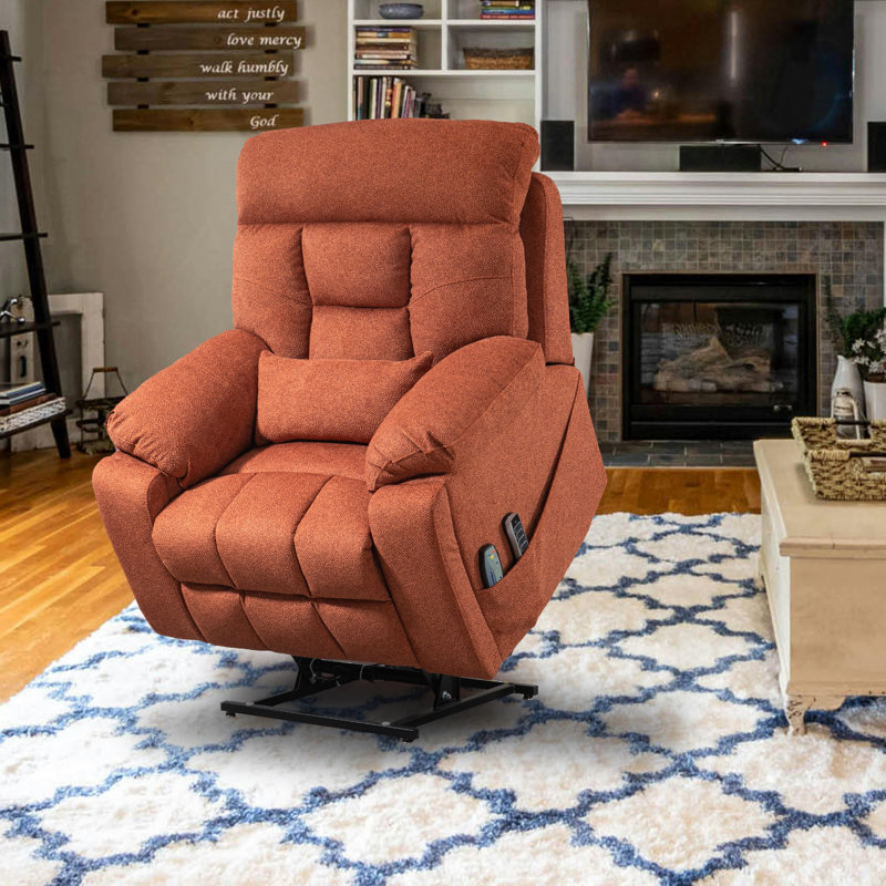 Muli 41.00 W 4 Large Power Motors Recliner with Lift Assist,Cup Holders, Rose