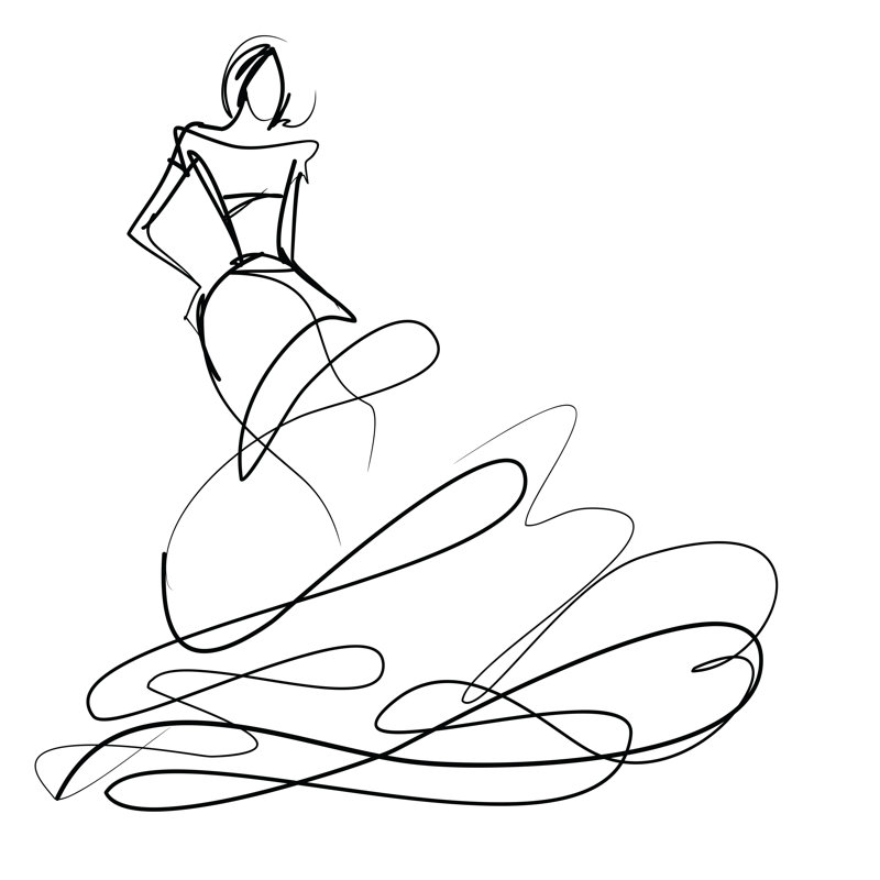 Ballgown Sketch - Wrapped Canvas Painting, 30cm H x 30cm W x 3.8cm D
