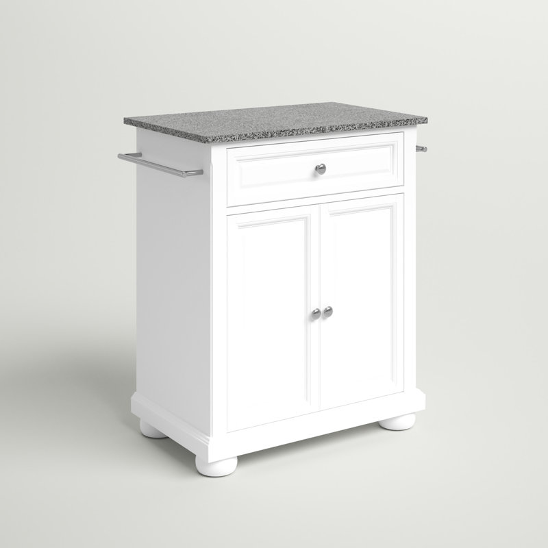 Hedon Granite Top Kitchen Cart, White
