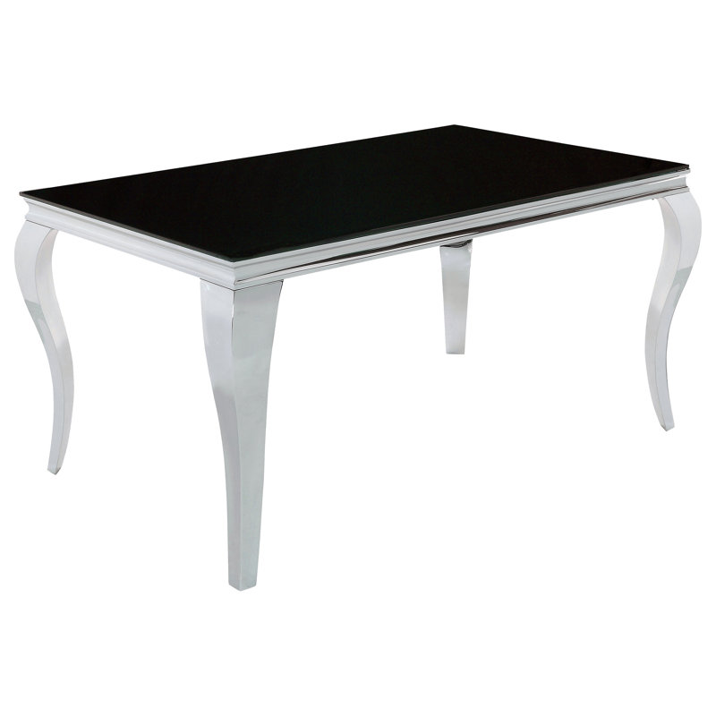 Carone Rectangular Glass Top Dining Table, Black, 29.5"H x 61"L x 37"W