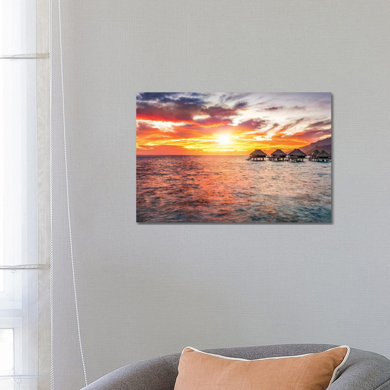 Sunset At The Bora Bora Atoll by Jan Becke - Wrapped Canvas Gallery-Wrapped Canvas Giclée, 66.04 cm H x 45.72 cm W
