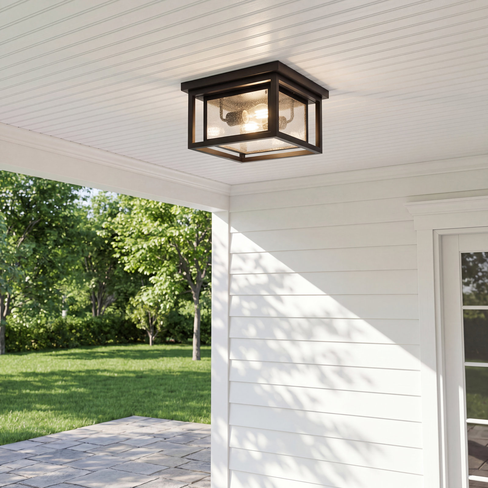 Kirton Square Outdoor Flush Mount, Black
