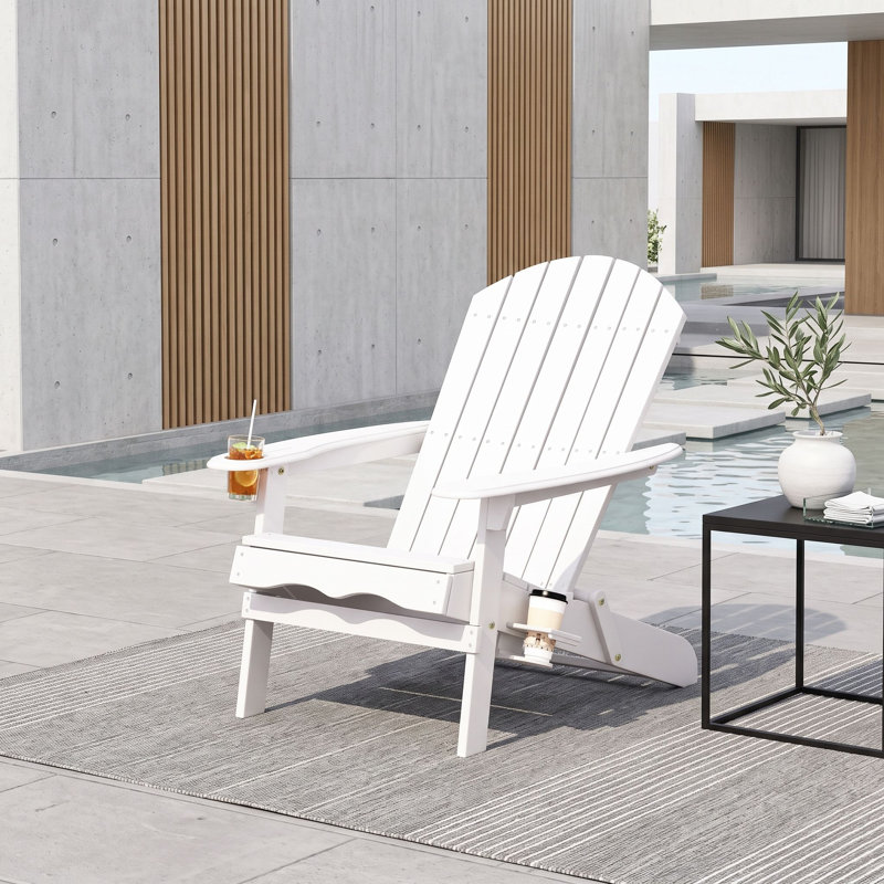 Chaise Adirondack pliante avec porte-gobelets, White